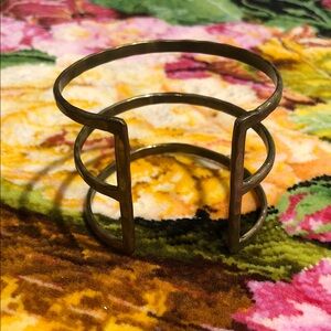 Vintage Handmade Hammered Brass Open Cuff Bracelet